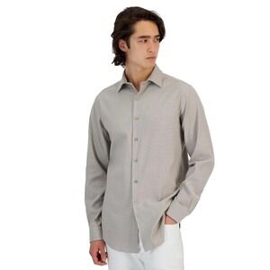Alfani Slim Fit Dobby Dress Shirt Tan 16–16.5 34/35 Stretch Textured